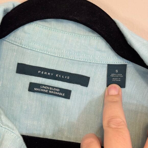 Perry Ellis Button Up Shirt Blue Small - Picture 6 of 6